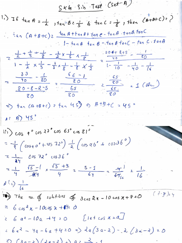 Trigonometric Identities and Solutions | PDF