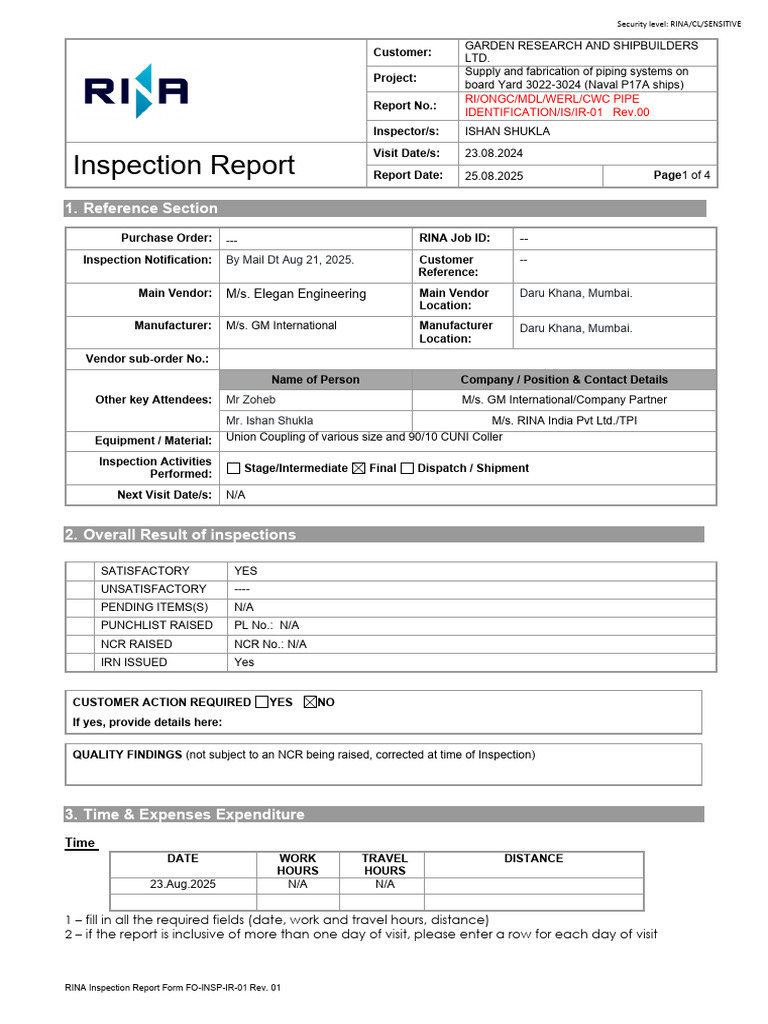 Electrical Inspection Report Template | PDF