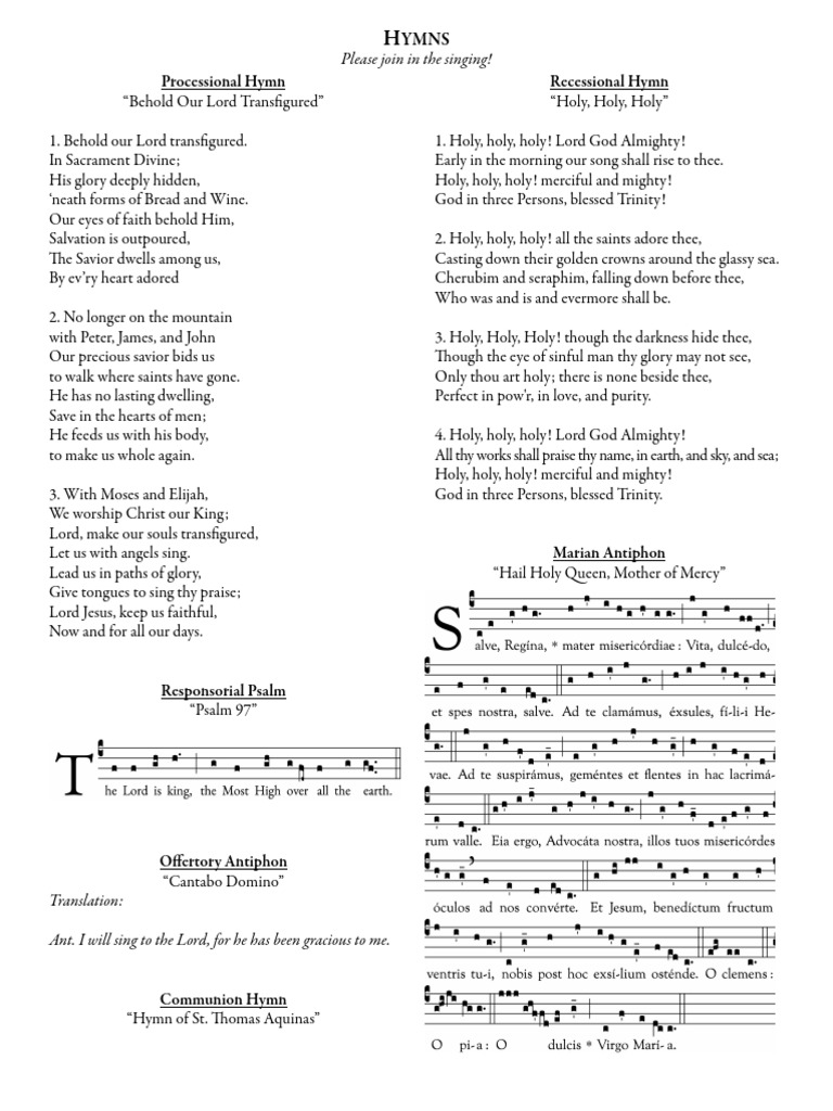 Transfiguration Hymn and Psalm Sheet | PDF | Glory (Religion) | Hymns