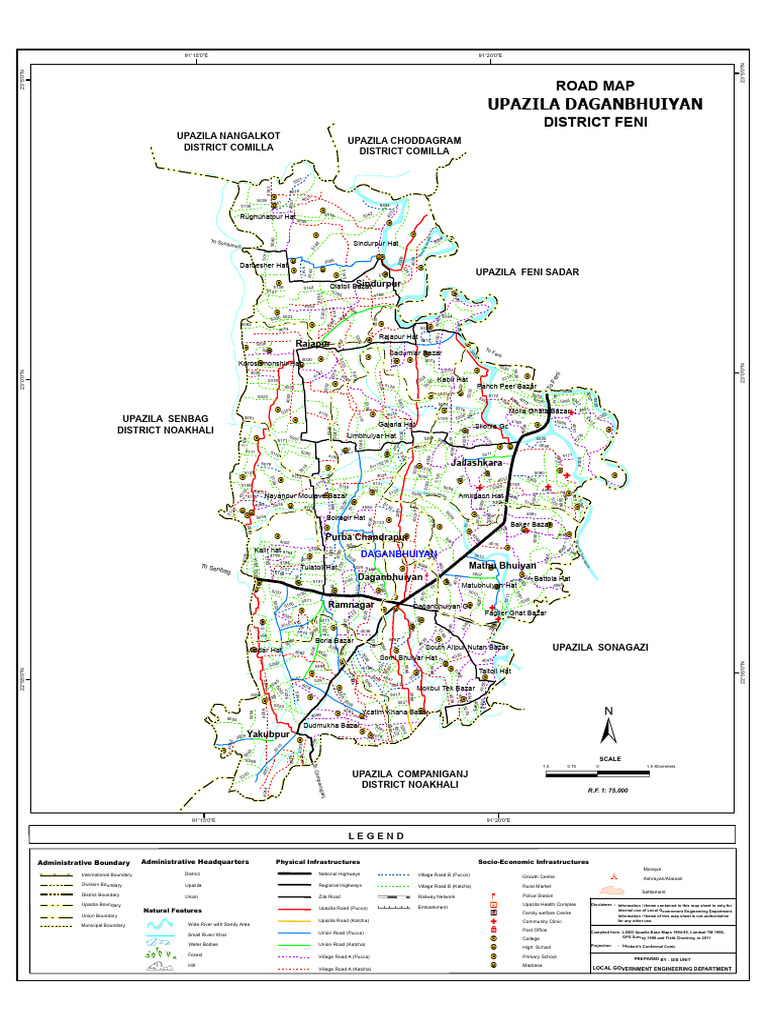 Daganbhuiyan Upazila Road Map | PDF