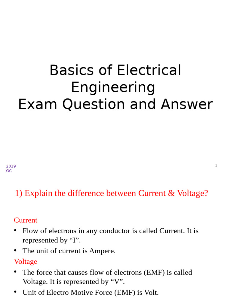Basics of Electrical Engineering - Exam Question Answers | PDF ...