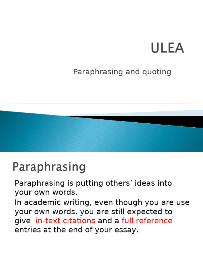 Paraphrasing and Quoting Techniques | PDF | Linguistics
