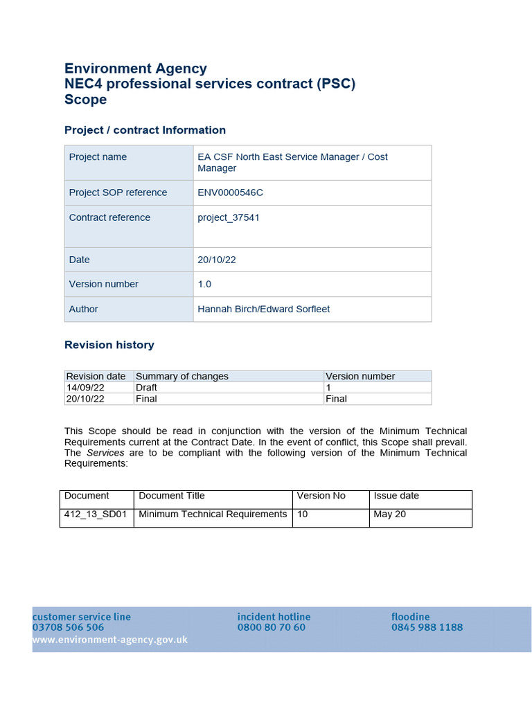 NEC4 PSC Scope for EA CSF Project | PDF