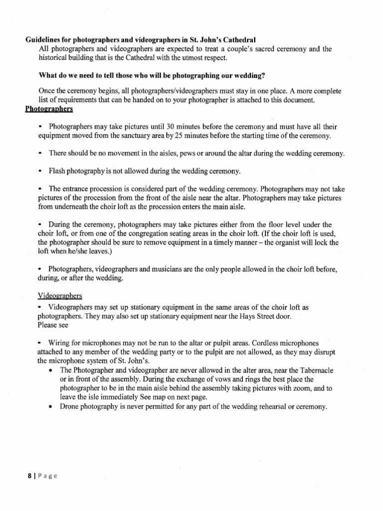 St. John's Cathedral Photography Guidelines | PDF | Photographer | Imaging