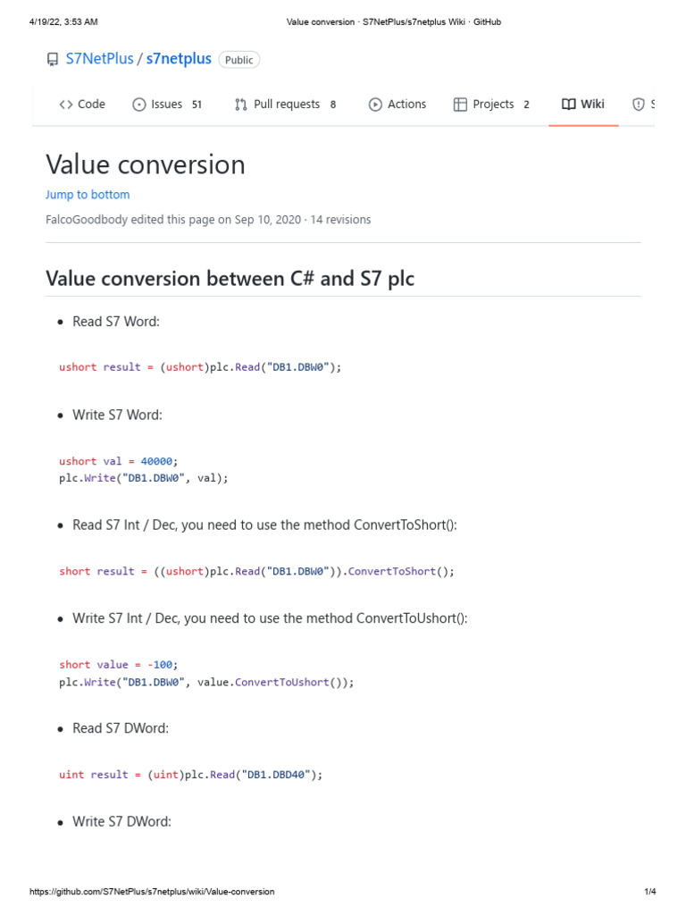 C# to S7 PLC Value Conversion Guide | PDF | Integer (Computer Science ...