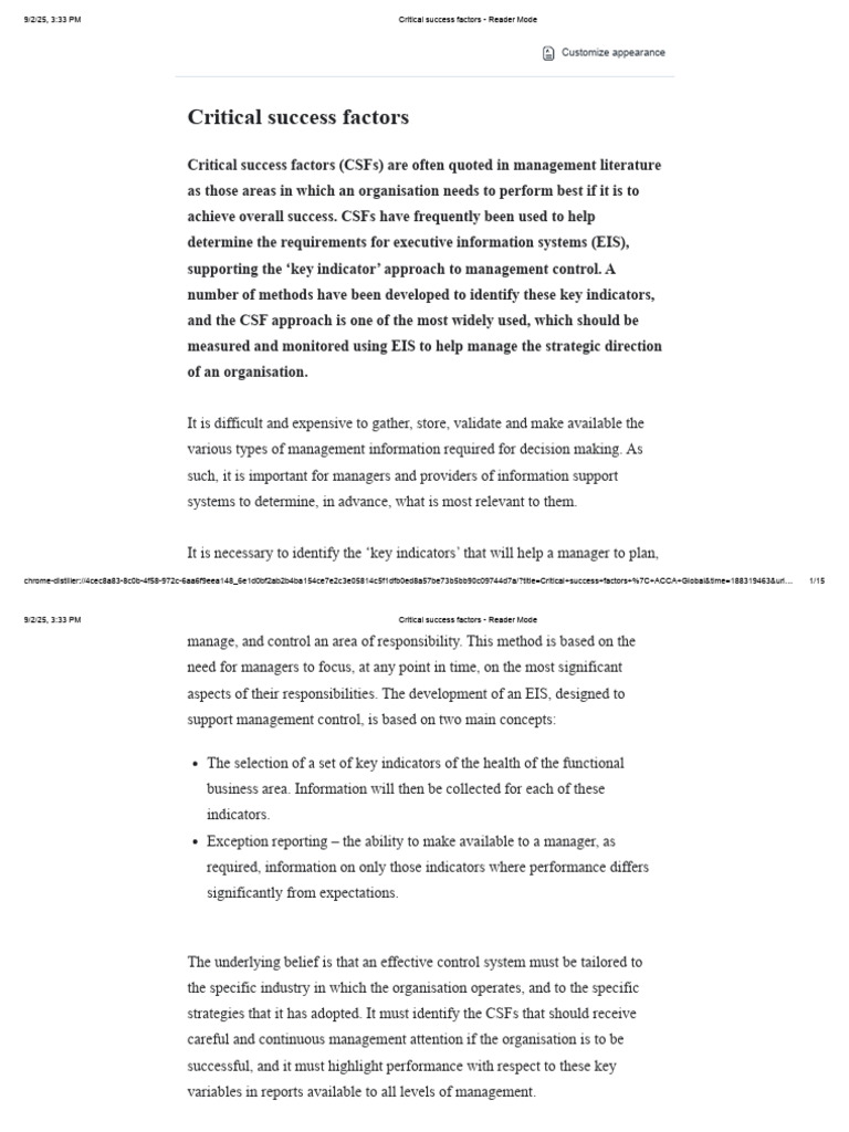 Understanding Critical Success Factors | PDF | Cerebrospinal Fluid ...