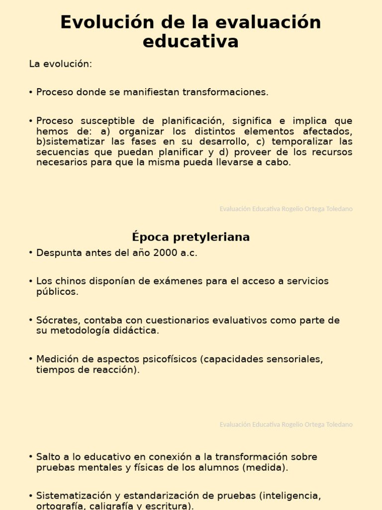 Evolución de La Evaluación Educativa | PDF | Plan de estudios | Evaluación