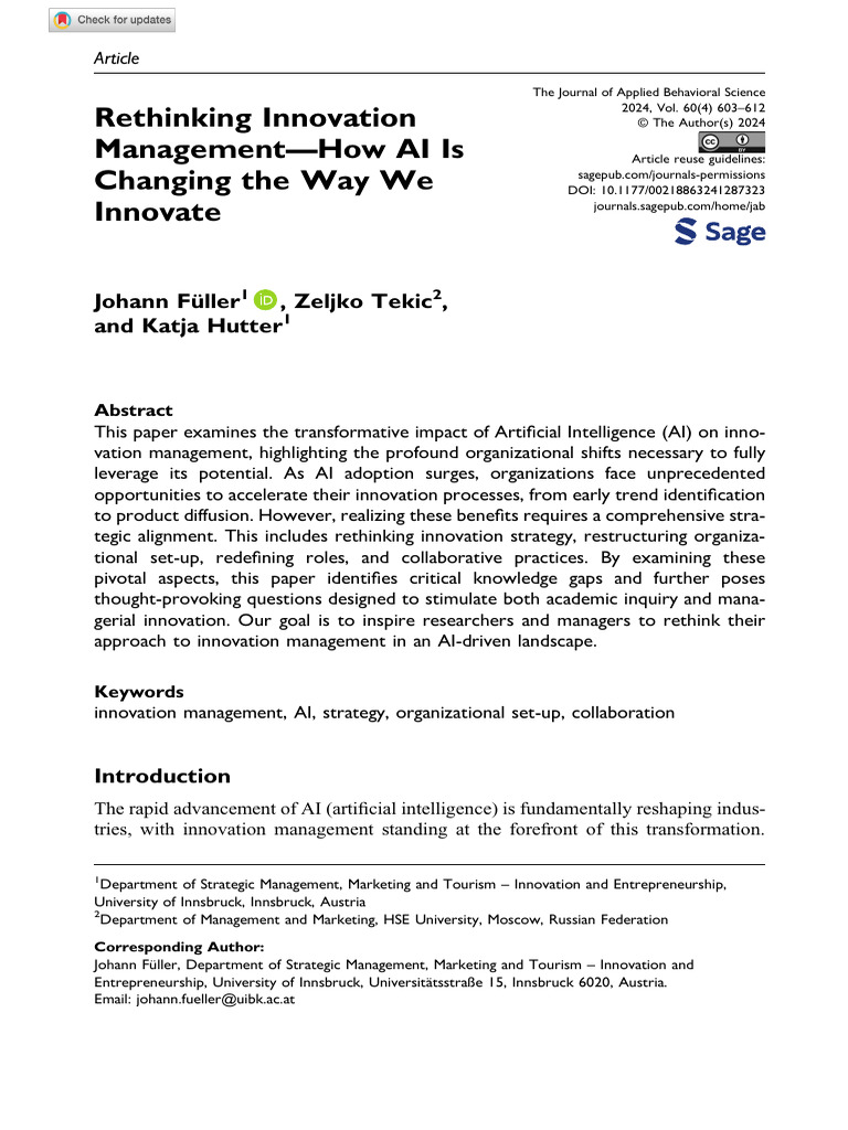 AI's Impact on Innovation Management | PDF | Artificial Intelligence ...