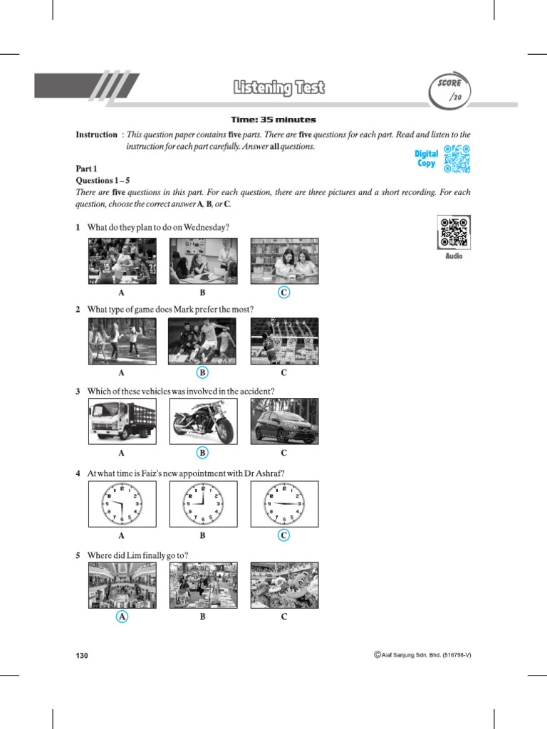 130-132 PT3 Listening | PDF