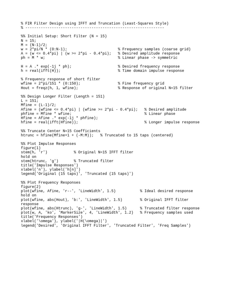 FIR Filter Design and Truncation | PDF