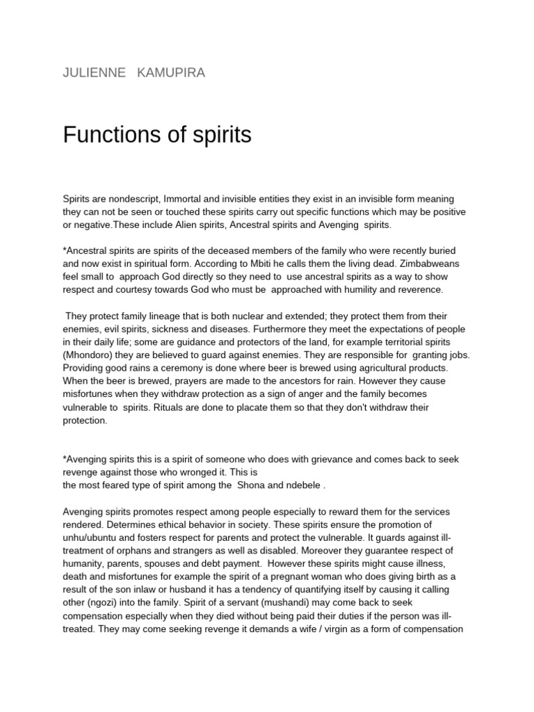 Functions of Spirits | PDF | Veneration Of The Dead | Anthropology