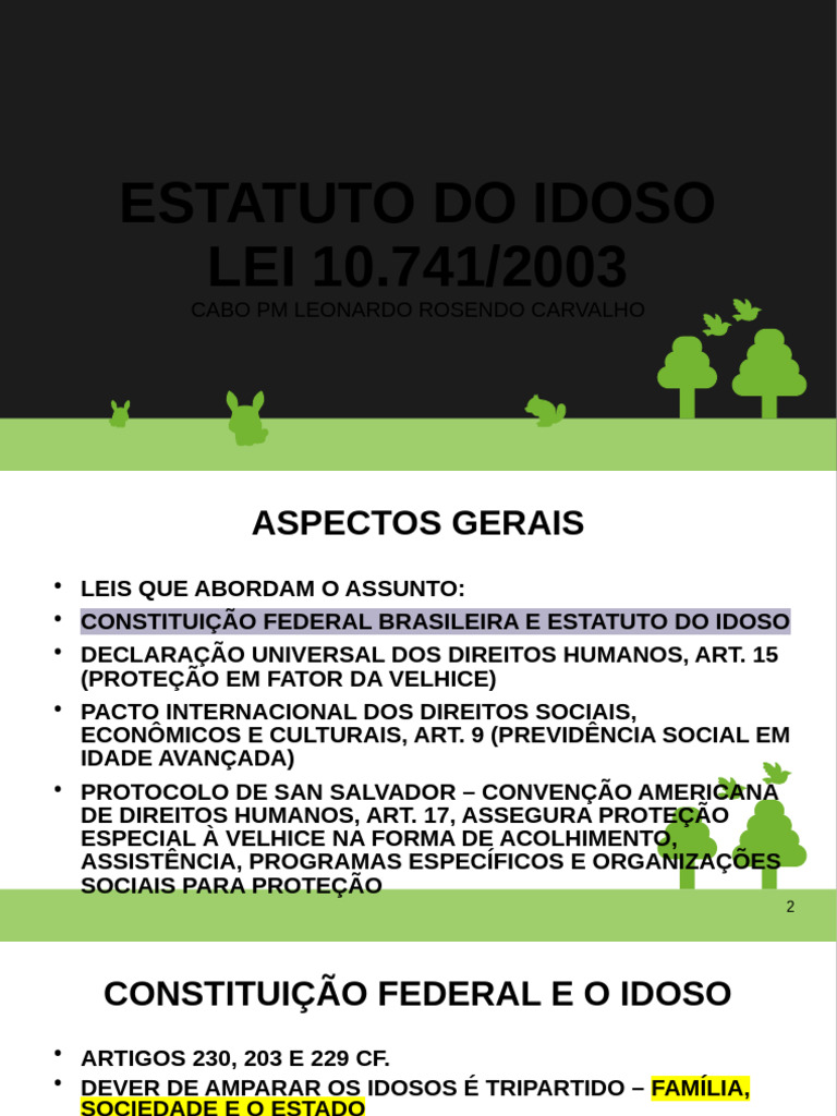Estatuto do Idoso: Direitos e Proteções | PDF | Terceira idade ...