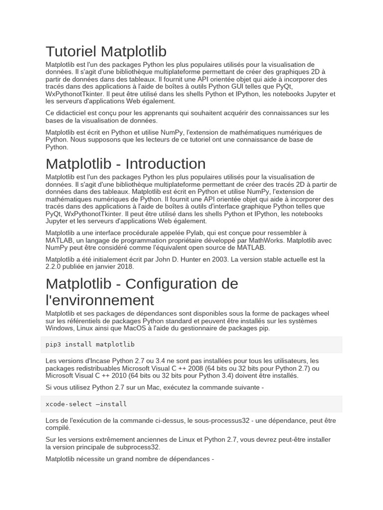 Tutoriel sur Matplotlib en Python | PDF | Python (Langage de ...