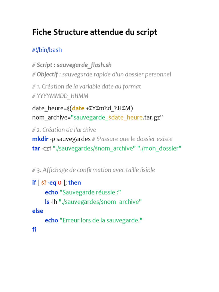 Script de sauvegarde bash simplifié | PDF