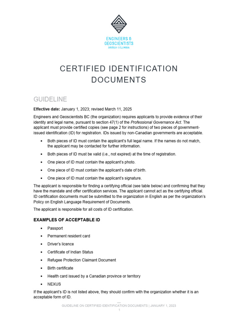 Certified ID Document Guidelines | PDF | Identity Document | Authentication
