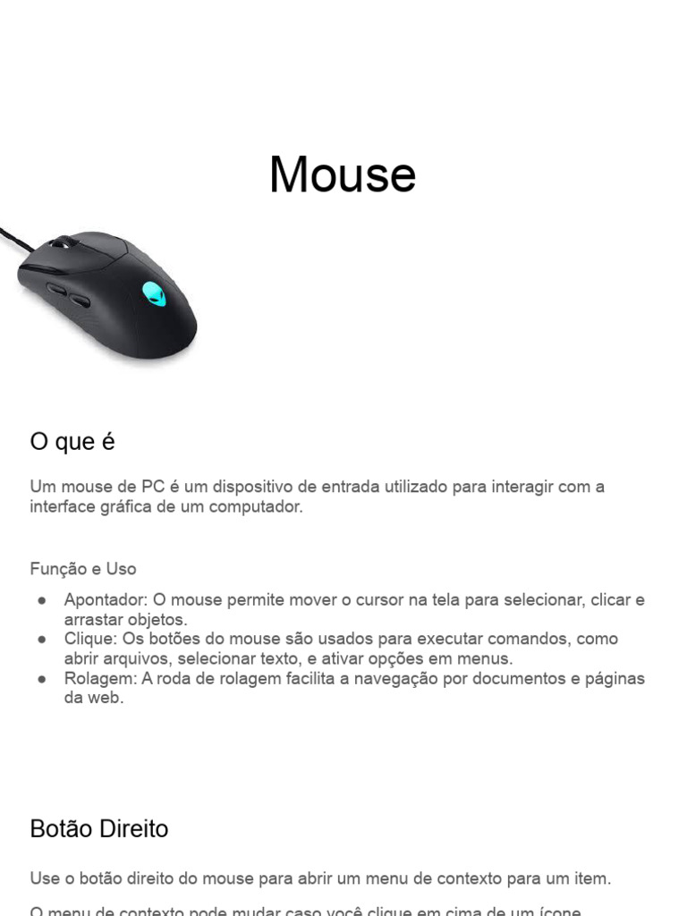 Funções e Usos do Mouse de PC | PDF