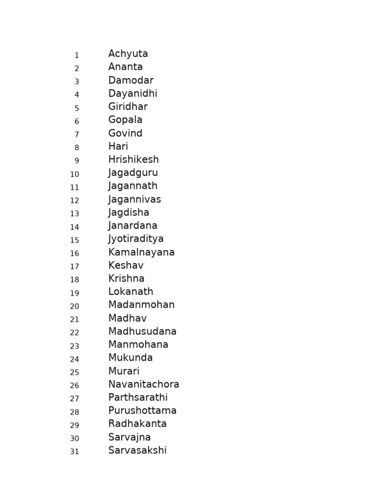 108 Names of Lord Krishna | PDF