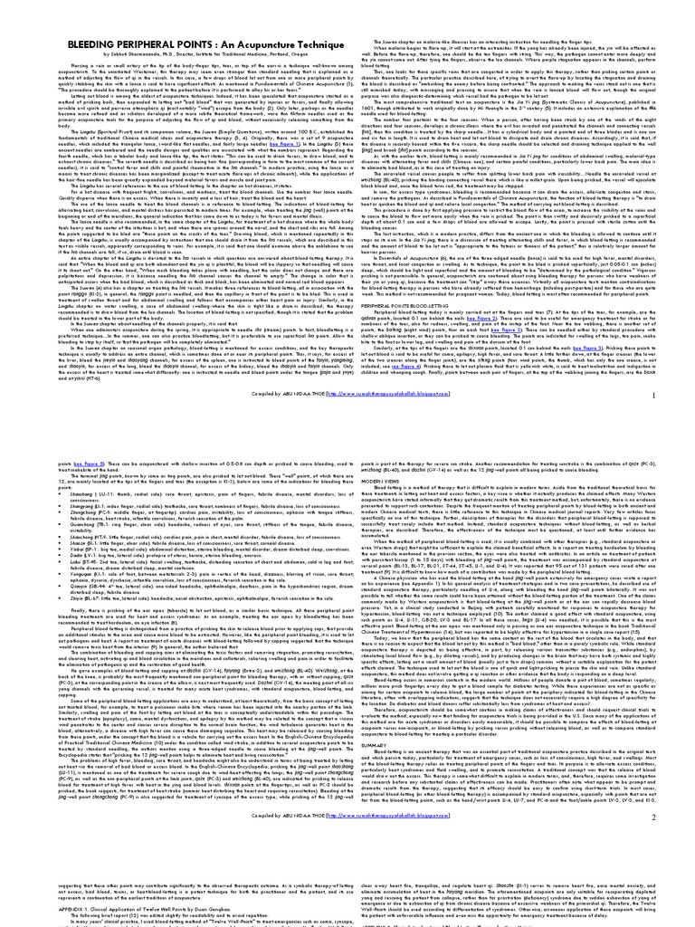 Bleeding Peripheral Points. An Acupuncture Technique PDF