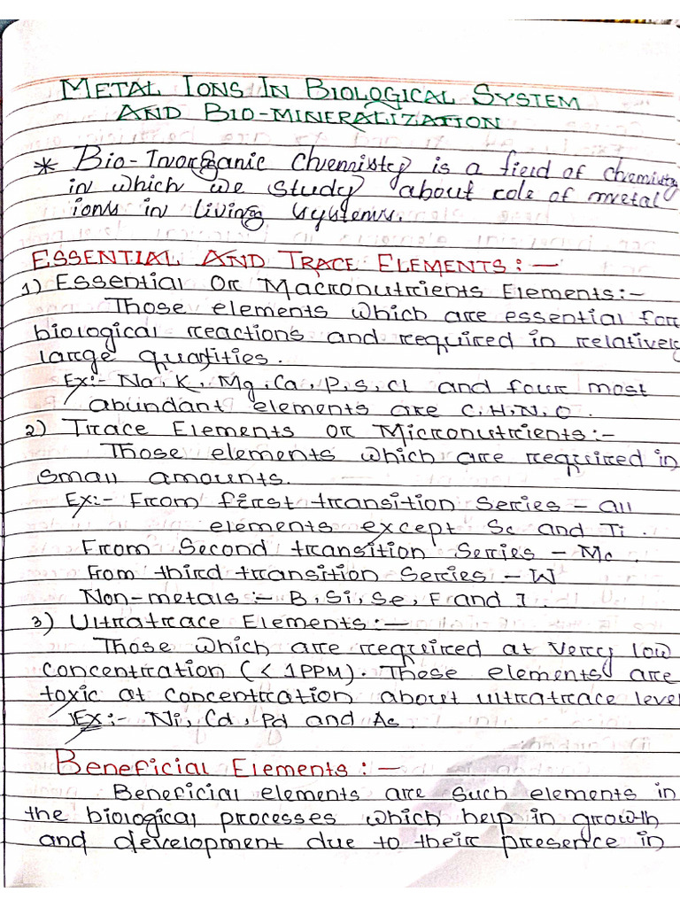 Bio Inorganic Unit 1 | PDF