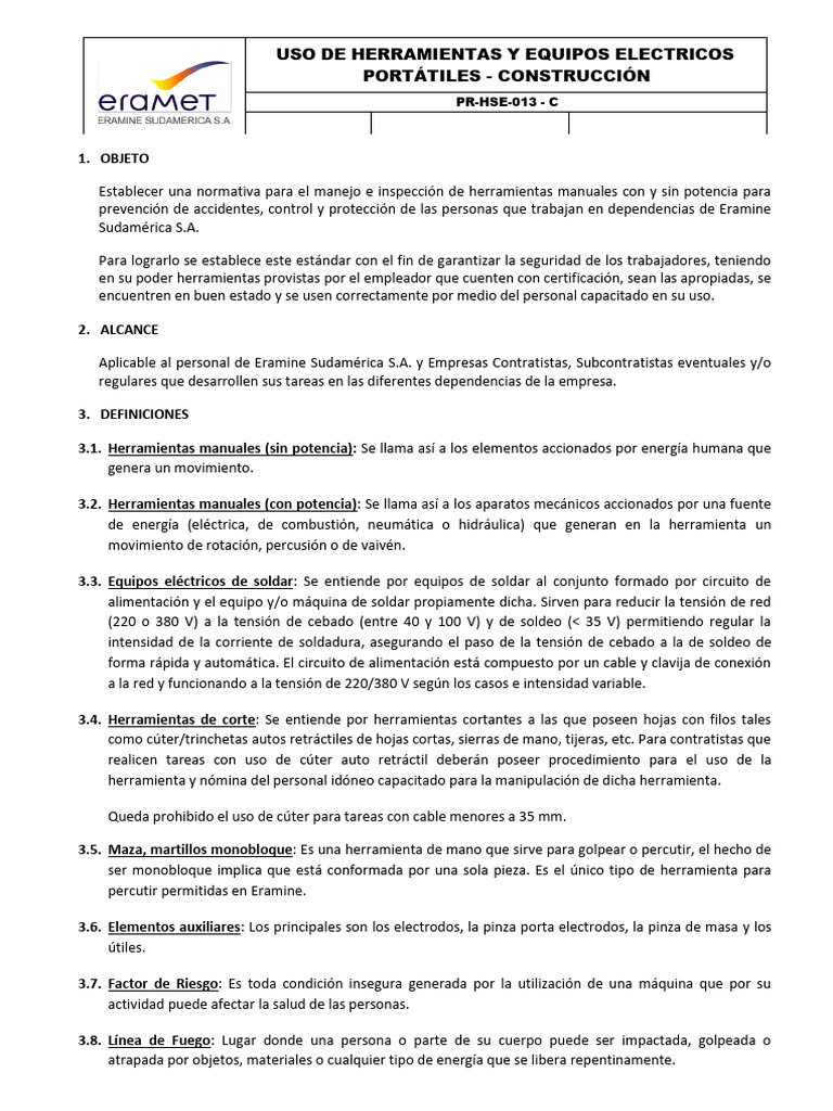 Normativa de Seguridad en Herramientas Eléctricas | PDF | Ingenieria ...