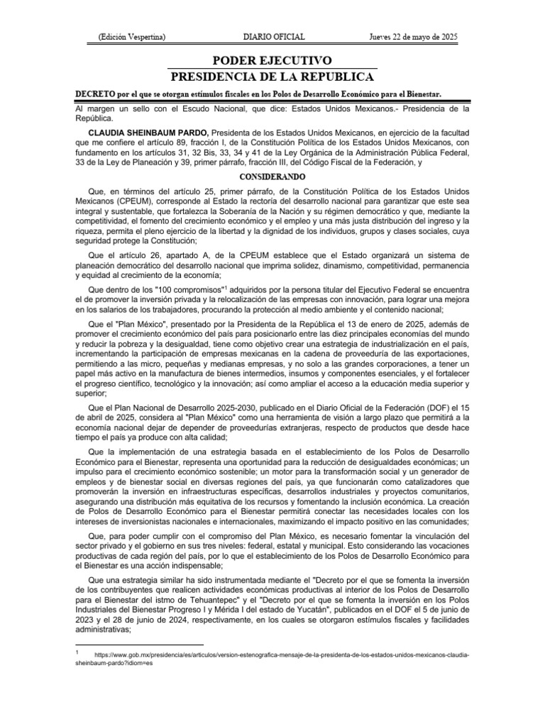 DECRETO Por El Que Se Otorgan Estímulos Fiscales en Los Polos de ...