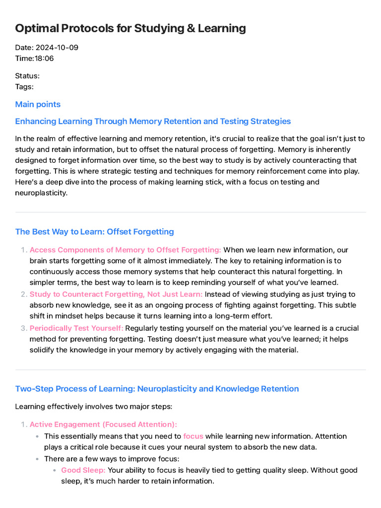 Optimal Protocols For Studying Learning Pdf Learning Memory