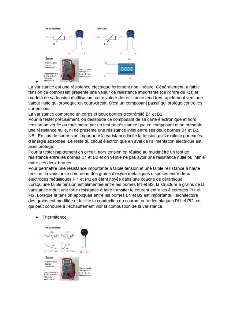 Comprendre la varistance et son test | PDF | Condensateur | Transistor