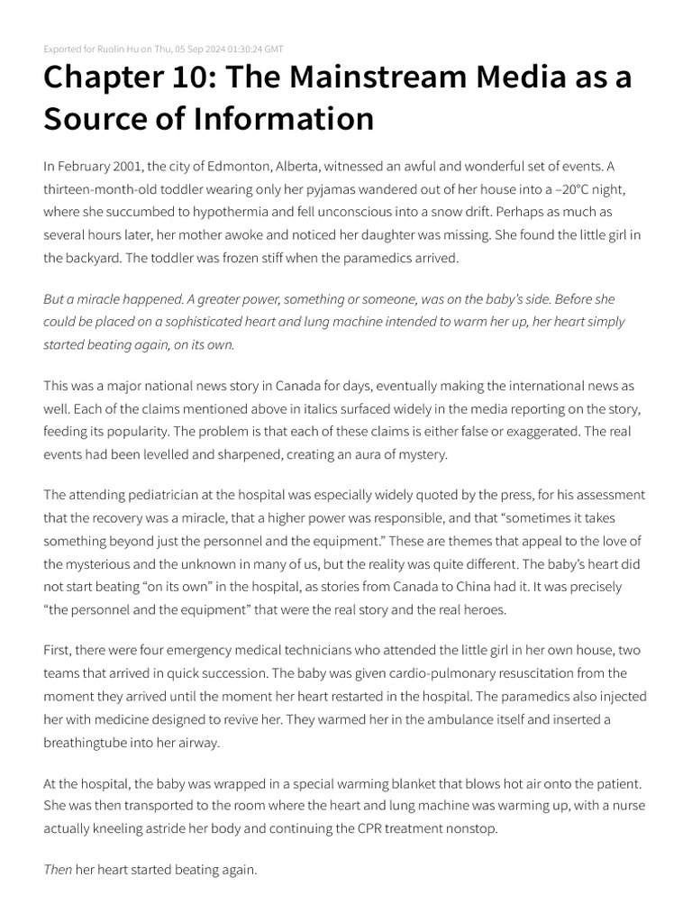 Chapter 10 - The Mainstream Media As A Source of Information - Top Hat ...