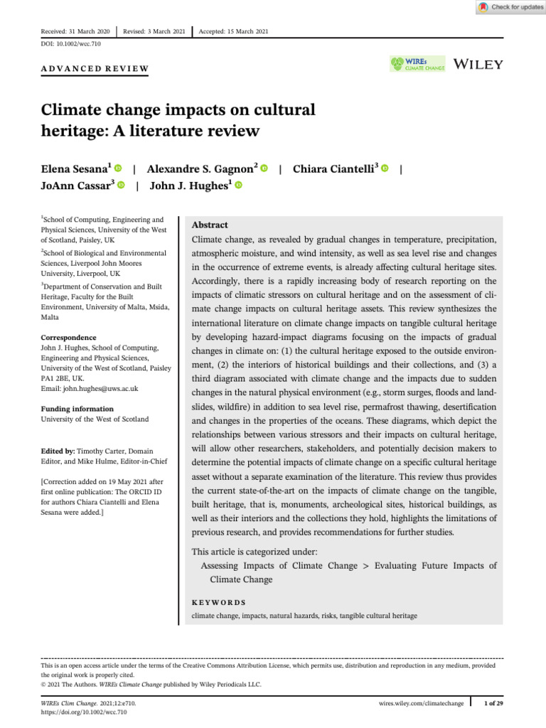 Climate Change Effects on Cultural Heritage | PDF | Flood | Corrosion