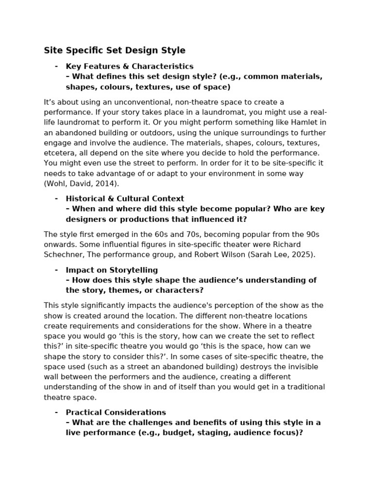 Understanding Site-Specific Set Design | PDF