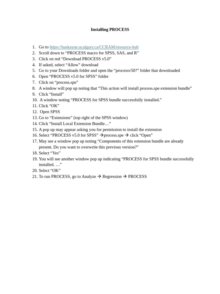 Installing PROCESS Instructions | PDF