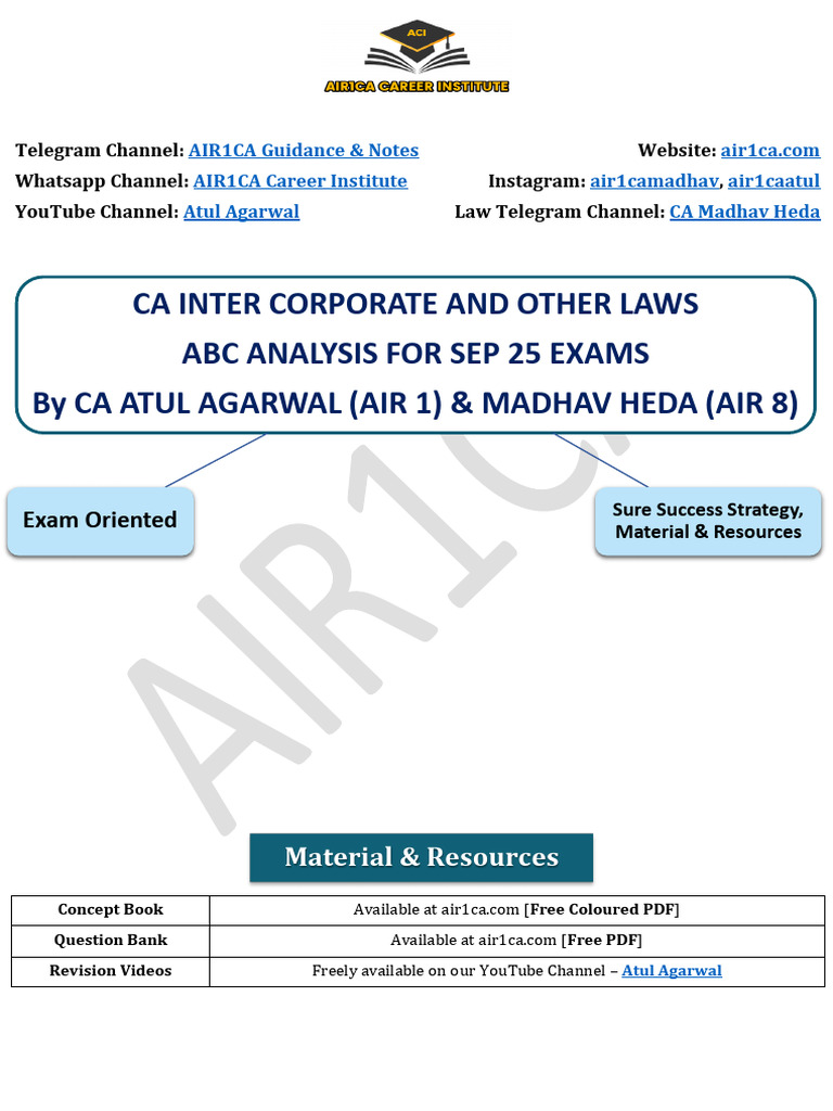 ABC Analysis for CA Inter Law Exams | PDF | Banks | Business Law
