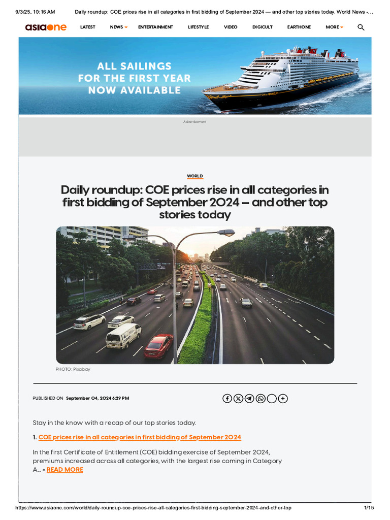 Daily Roundup - COE Prices Rise in All C.. | PDF