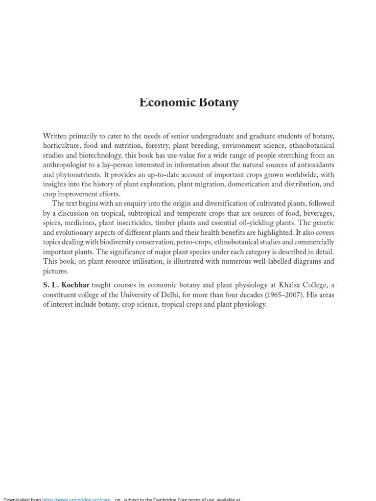 Economic Botany: A Comprehensive Study | PDF | Plants | Botany