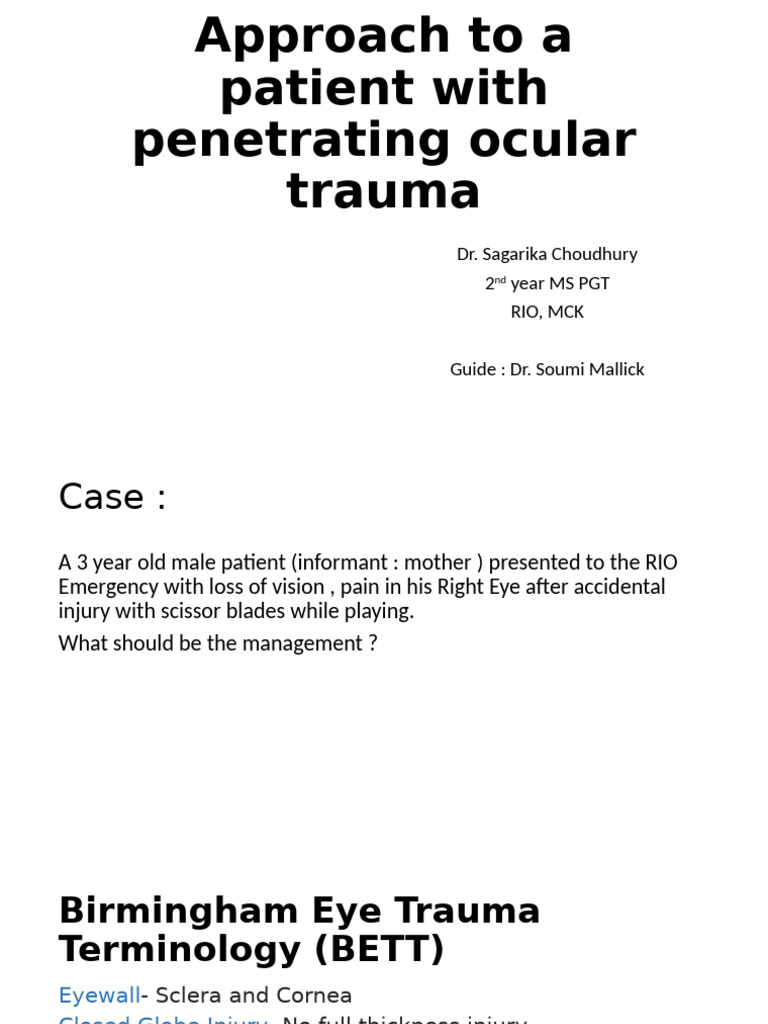 Management of Penetrating Ocular Trauma | PDF | Cornea | Cataract