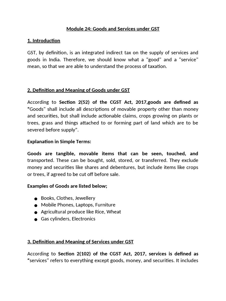 Understanding Goods and Services in GST | PDF | Value Added Tax | Taxes