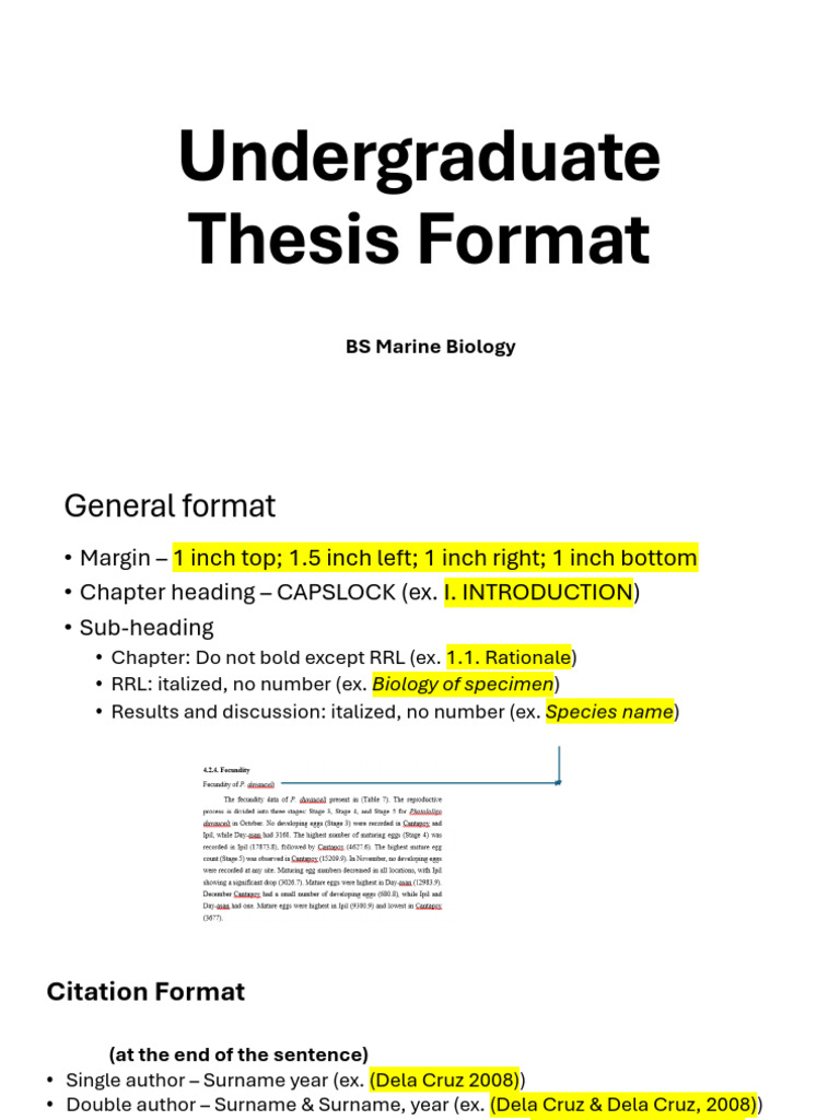 Marine Biology Thesis Formatting Guide | PDF