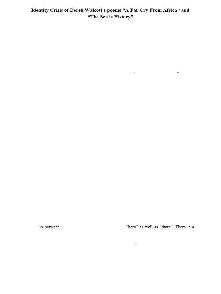 Identity Crisis in Derek Walcott's Poetry | PDF | Transhumanism ...