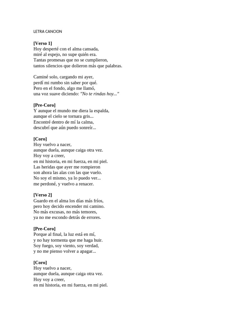 Renacer: Canción de superación personal | PDF
