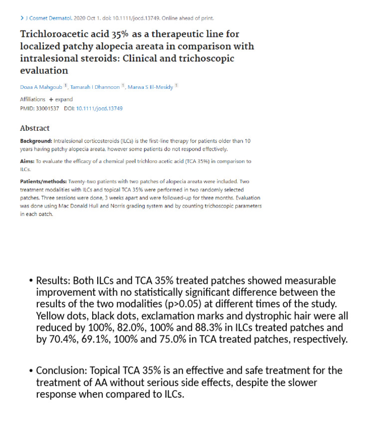 Efficacy of TCA vs. ILCs in AA Treatment | PDF