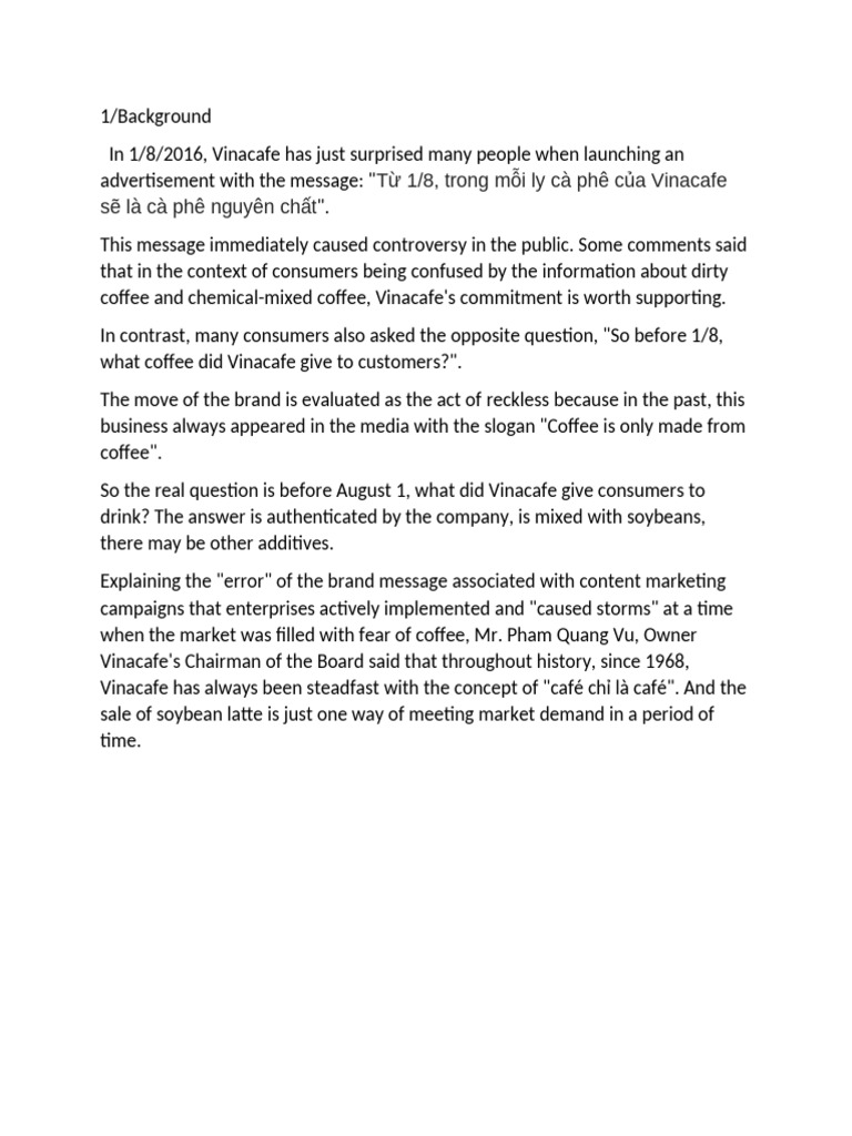 Vinacafe's Controversial Coffee Claim | PDF