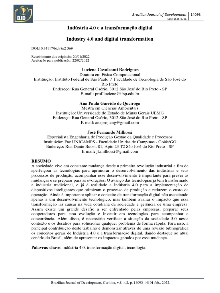 Indústria 4.0 e Transformação Digital no Brasil | PDF | Inovação ...