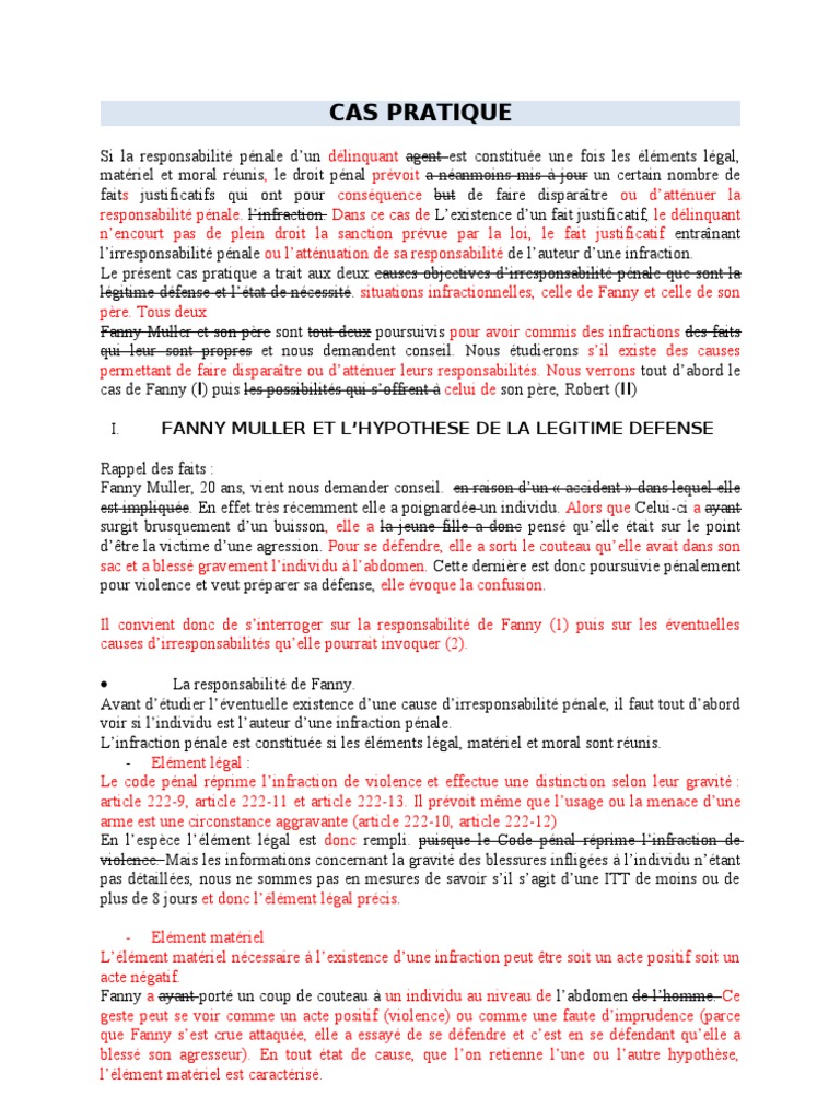 cas pratique loi criminelle justice