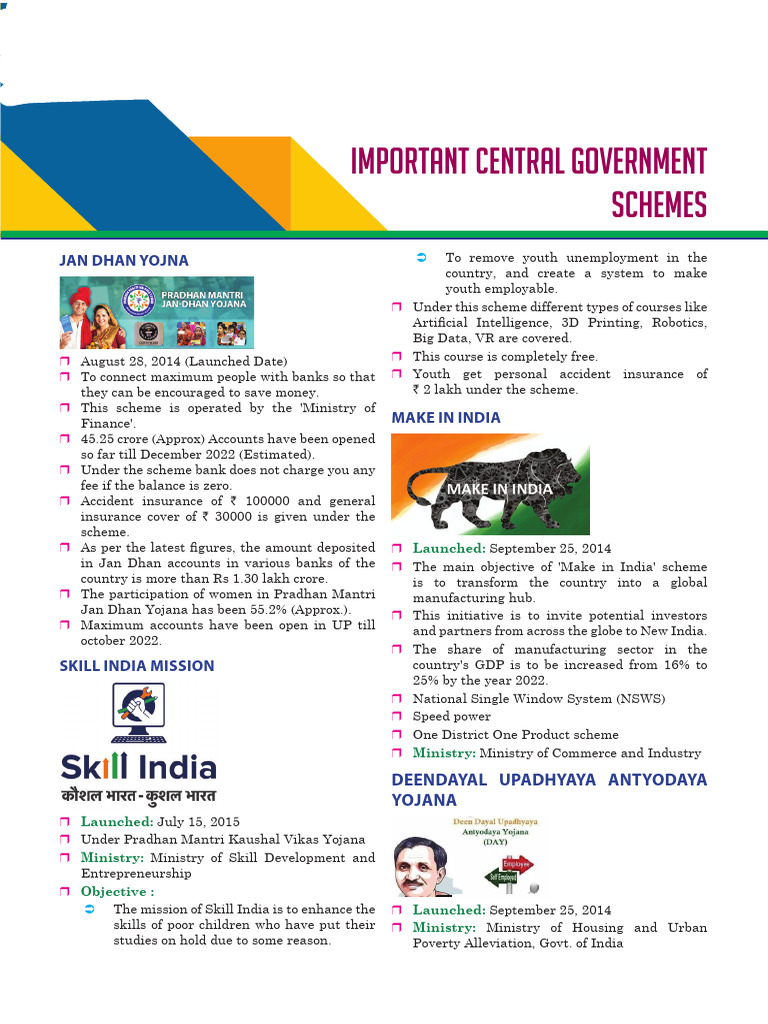 Overview of Key Indian Government Schemes | PDF | Government Of India ...