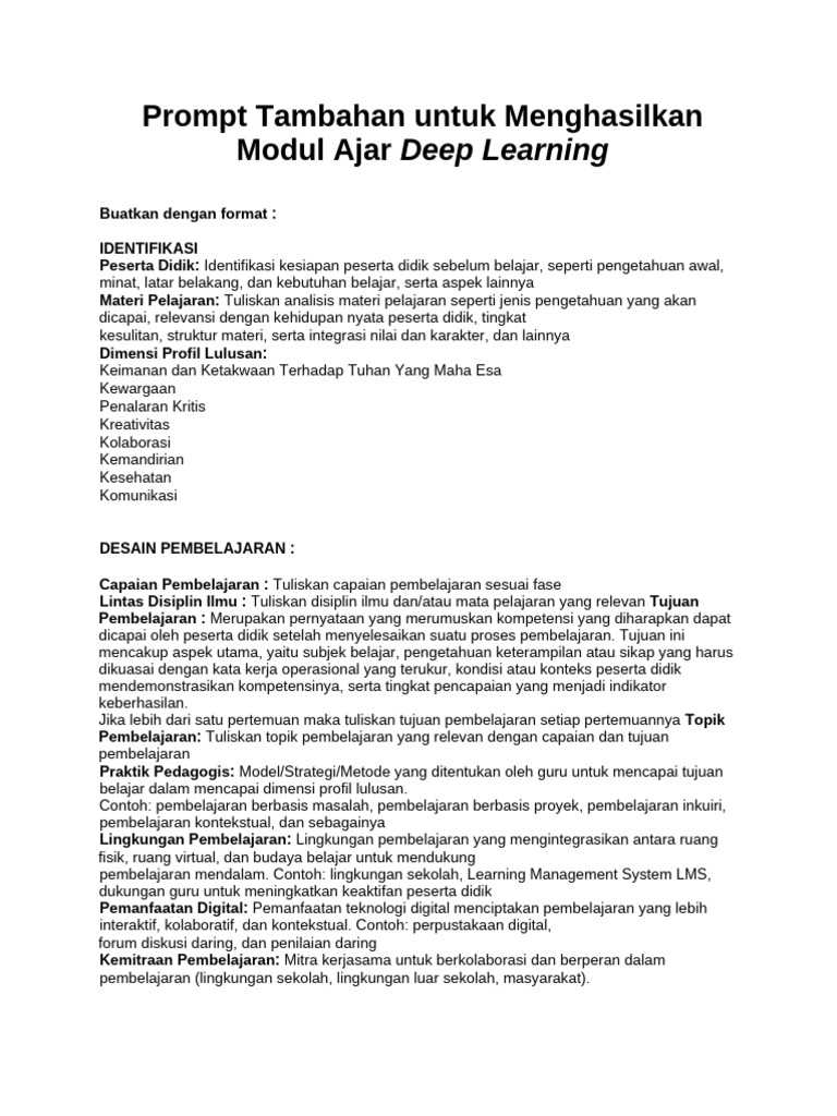 RPP Deep Learning untuk SD | PDF