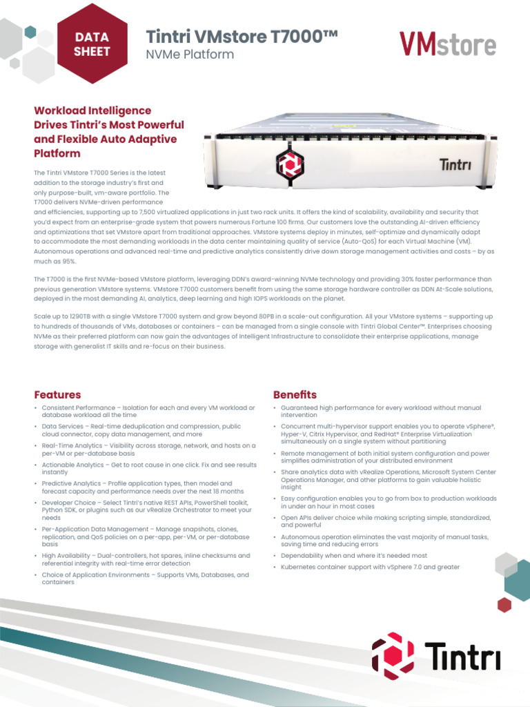 Tintri VMstore T7000 NVMe Storage Solutions | PDF | Scalability ...