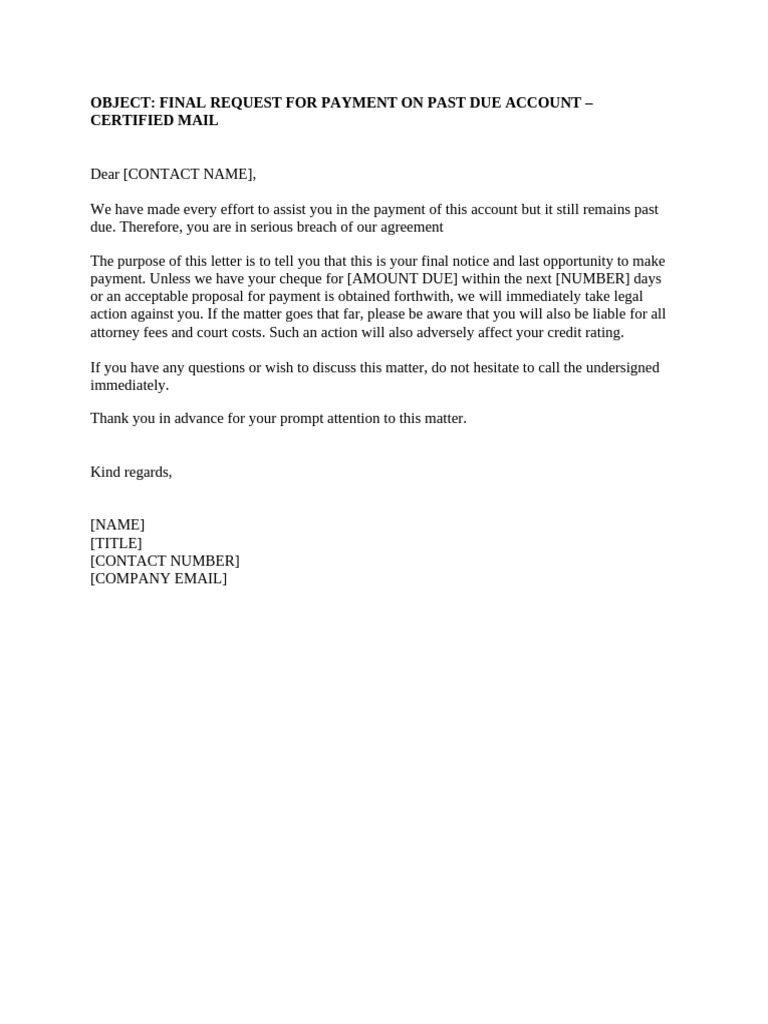 Final Payment Request Notice | PDF
