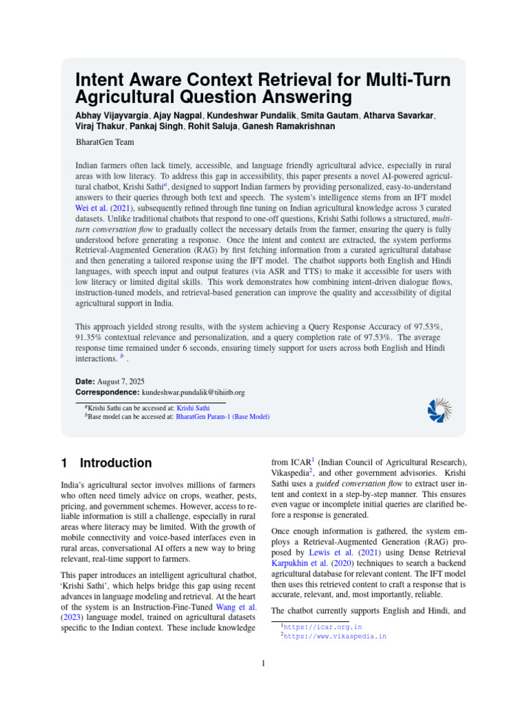 Krishi Sathi: AI Chatbot for Farmers | PDF | Information Retrieval ...