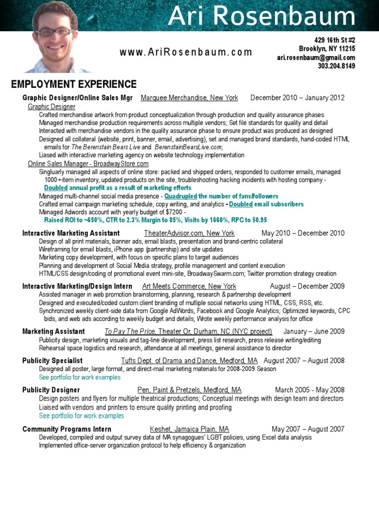 Ari Rosenbaum's Master Resume | PDF | Analytics | Advertising