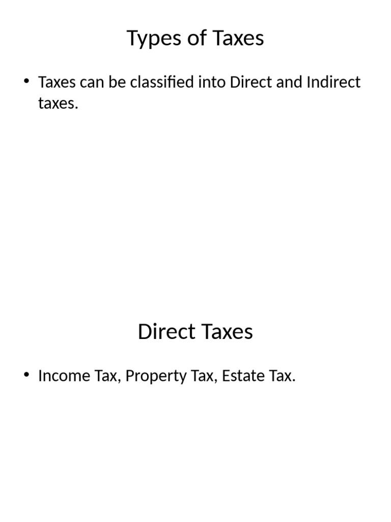 Types of Direct and Indirect Taxes | PDF